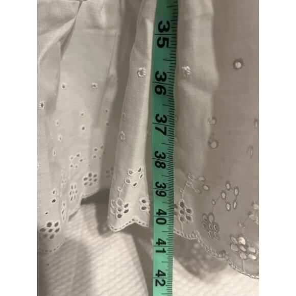 vintage sundress white with eyelet lace straps and embroidered flower logo midi - Picture 4 of 6